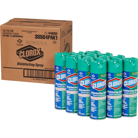 Clorox Disinfecting Aerosol Spray, 19 fl oz (0.6 quart) Fresh, Green, 12 PK CLO38504CT